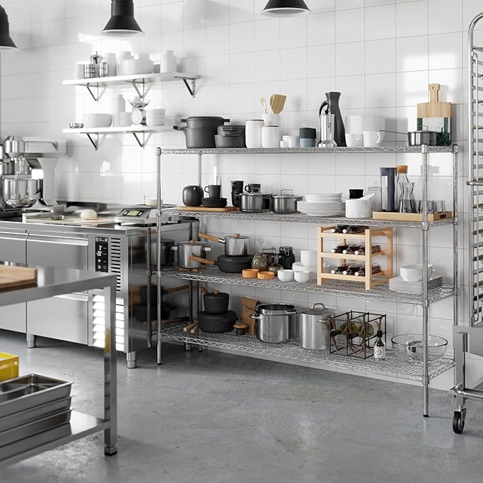 18" Deep x 72" Wide x 54" Height Wire Shelving Kit | 4-Tier | NSF Commercial Storage Rack Unit