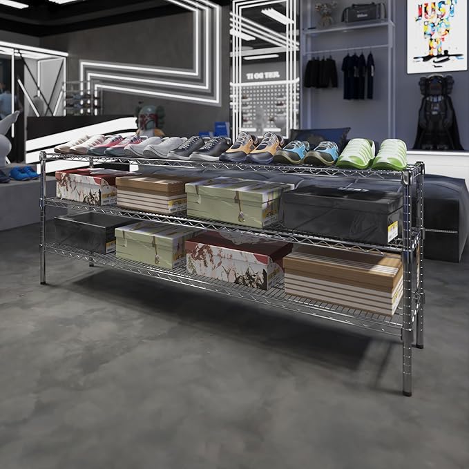 14" Deep x 72" Wide x 27" Height Wire Shelving Kit | 3-Tier | NSF Commercial Storage Rack Unit