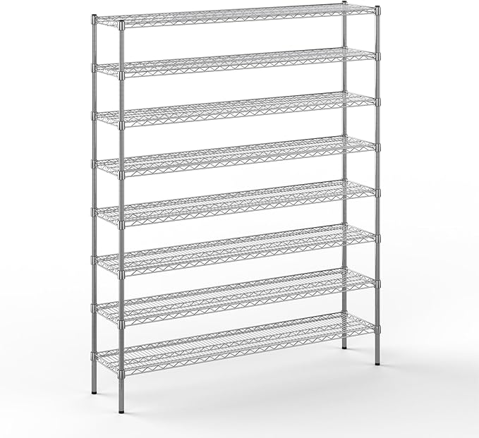 14" Deep x 60" Wide x 74" Height Wire Shelving Kit | 8-Tier | NSF Commercial Storage Rack Unit