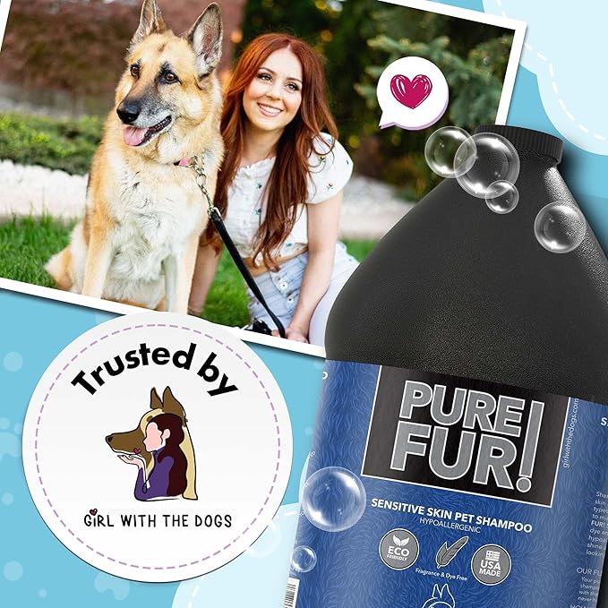 Pure Fur! by Girl With The Dogs - Made in USA - Sensitive Skin Pet Shampoo, 1 Gallon