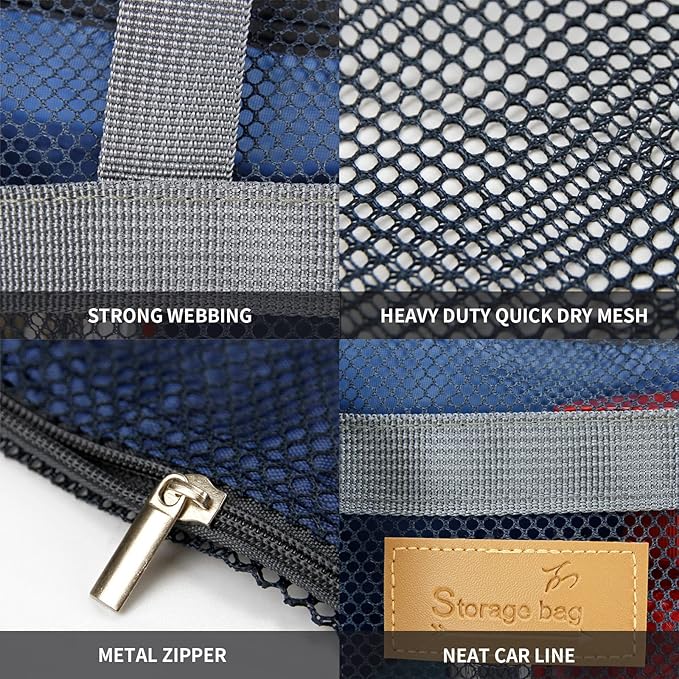 Mesh Shower Caddy Bag Portable Hanging Toiletry and Bath Organizer with Zipper for Travel, Gym, Camping, College Dorms, Beach