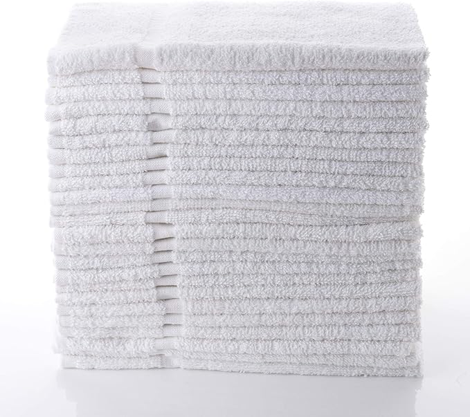 SIMPLI-MAGIC Cotton Hand Towels 16"x27" (12 Pack) – Soft Towels for Bathroom, Kitchen, Salon & Gym (White)