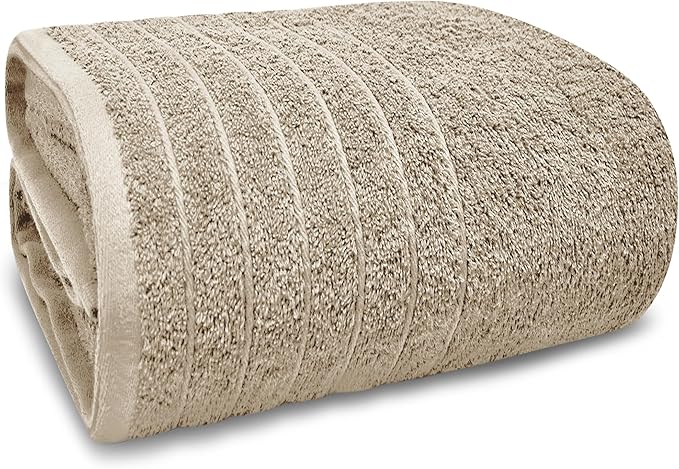Tens Towels Pack of 1 Jumbo Bath Sheet 40 x 80 Inches, Extra Large & Light Weight, Quicker to Dry, 100% Cotton, Super Soft & Absorbent, Perfect to Wrap Yourself in, Beige