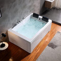 Empava 71" two Person Acrylic Whirlpool Bathtub with 16 Hydro-Massage Jets & Chromotherapy Rectangular Alcove Jetted Soaking Tub, Acrylic SPA Bath Tub, ETL Certified Waterfall Faucet, White