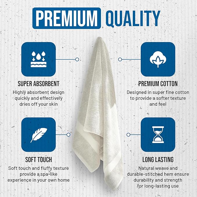 TOWELTIQUE- Organic Cotton Luxury Bath Towels Pack of 4 GOTS & Oeko- TEX Certified | Premium Soft, Absorbent & Quick-Drying Towels for Bathroom, Gym, Spa & Hotel Use – Taupe