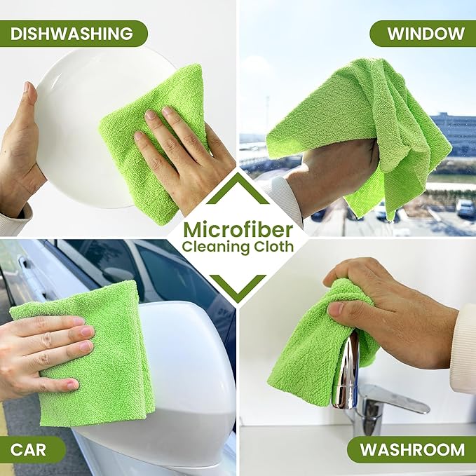 Greenfound Microfiber Cleaning Cloth Roll -80 Pack,Tear Away Microfiber Towels for Car,Reusable Paper Towels Washable,Absorbent,Lint Free Cleaning Rags for House,Kitchen,Window-11.5"×11.5"(Wave Green)