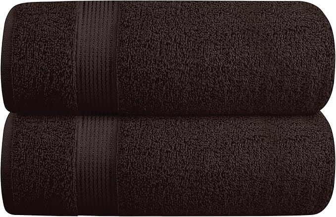 Elvana Home Cotton 2 Pack Oversized Bath Towel Set 28x55 inches, Large Bath Towels, Ultra Absorbant Compact Quickdry & Lightweight Towel, Ideal for Gym Travel Camp Pool - Brown
