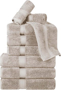 BNM Egyptian Cotton Heavyweight Towels, Ideal For Bathroom, Shower, Spa, Hotel, 800 GSM, Face/ Washcloths, Hand Towels, Bath Towels, Highly-Absorbent, Luxury Home Basics, 9 Piece Towel Set, Stone Grey
