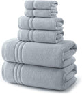 REDKISS Light Grey Bath Towel Set - 100% Cotton Towels for Bathroom, 600 GSM Premium Dark Grey Towel of 6, Includes 2 Large Bath Sheets, 2 Hand Towel, 2 Washcloths, Highly Absorbent