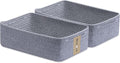 Large Shallow Organizing Baskets 15x11x5.1 Inches - Rope Woven Storage Bins for Bathroom, Shelves, Cube Closet, Mixed Grey 2 Packs