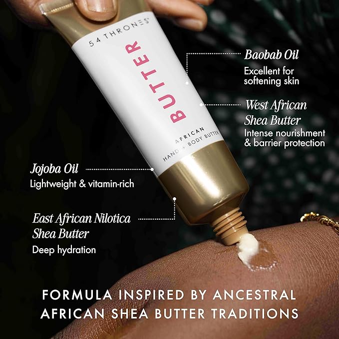 54 Thrones Mini African Beauty Shea Butter, Intensive Dry Skin Support, Moisturizing Body Butter for Women, Moisturizing Body Balm and Cream, Locks in Moisture, Kenyan Hibiscus + Moroccan Rose, 1 oz