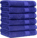 Amazon Basics 6 Piece hand towels for bathroom, Fade Resistant 100% Cotton Hand Towels, soft absorbent bathroom hand towels 6 - Pack (26''x16''), Navy Blue