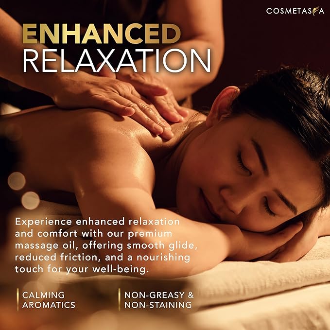 Cosmetasa Lavender Massage Oil for Massage Therapy with Roller - All Natural, Cruelty-Free & Spa Quality Skin Therapy Oil & Soothing Care - Lavender, Geranium & Grapeseed Oil (8.8 oz)