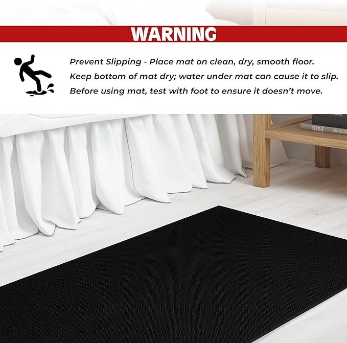 Cotton Paradise 100% Cotton Non Slip Bath Mats for Bathroom, 17x24 inch Soft Absorbent Quick Dry Machine Washable Floor Bath Mat, Black