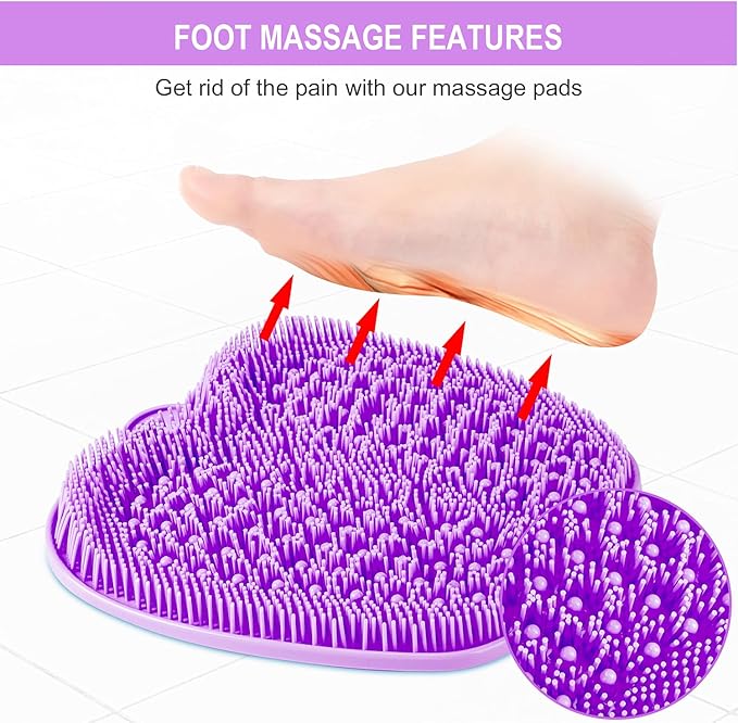 BESKAR XL Large Foot Scrubber Mat for Use in Shower - Shower Foot Cleaner to Eliminate Calluses Dead Skin, Foot Massager Mat for Men & Women to Soothe Achy Feet, Non Slip Suction Cups