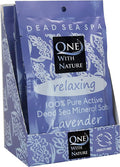 One With Nature 100% Pure Dead Sea Salt for Bath Lavender, 2.5oz 6Pack. High in 21 Essential Minerals, Such as Magnesium, Sulfur, Zinc, Potassium. Skin Nourishing and Therapeutic.