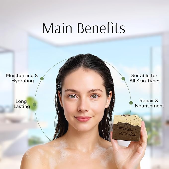 Marbela Cosmetics Cozy Cappuccino Handmade Soap Bar - Made in USA, Vegan Friendly, Palm Oil Free, Natural Bar Soap - Gentle Face & Body Soap for Daily Skin Care, Moisturizing & Nourishing - 3.5 oz
