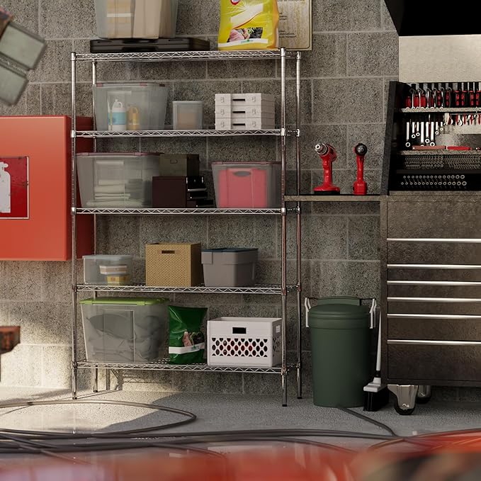 14" Deep x 48" Wide x 74" Height Wire Shelving Kit | 5-Tier | NSF Commercial Storage Rack Unit