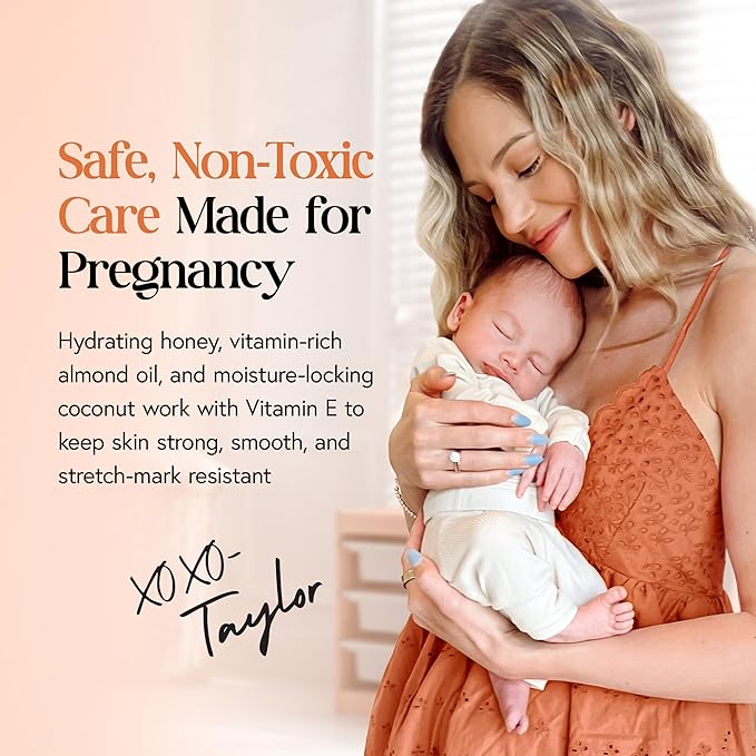 Stretch Mark Cream for Pregnancy – Non-Toxic Preggie Paste Belly Butter from Taylor's Postpartum Essentials, Pregnancy Must Haves, Belly Firming Cream with Manuka Honey & Vitamin E, 3.7oz Tummy Butter