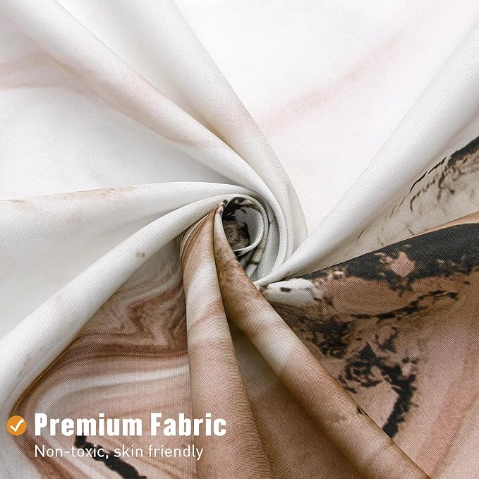 MitoVilla Brown Marble Shower Curtain, Abstract Ombre Fabric Shower Curtains for Modern Bathroom Decor, Luxury Cloth Watercolor Shower Curtain, 72x72