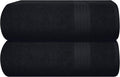 GLAMBURG Premium Cotton Oversized 2 Pack Bath Sheet 35x70-100% Pure Cotton - Ideal for Everyday use - Ultra Soft & Highly Absorbent - Machine Washable - Black