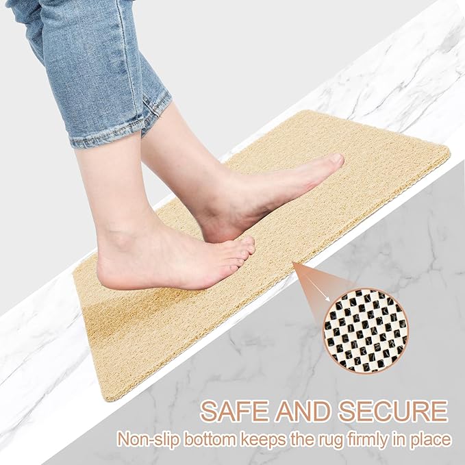 joyhalo Anti Slip Shower Mats, 24'' x 24'' Non Slip Bath Mat for Inside Shower, Bath Tub Mats, PVC Loofah, Beige