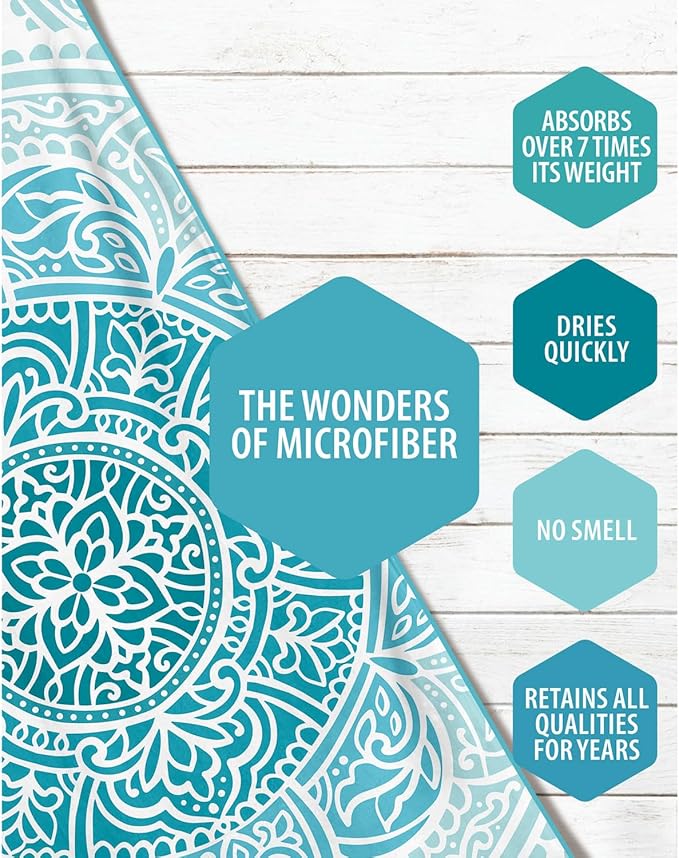 VENTURE 4TH Microfiber Beach Towel: Quick-Dry, Compact, Sand-Free, Absorbent, Sandproof and Lightweight - Perfect for Camping, Beach, and Roadtrips (Ocean Mandala Design | 35x78 inches)