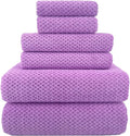 YTYC 29x59 Inch Bath Towels Set of 6 Large, Super Soft Absorbent Lint Free Microfiber Towels for Bathroom 80% Polyester (Lavender,6 Piece)