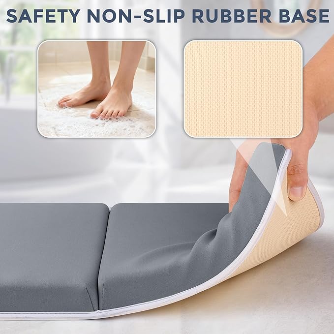 Bath Kneeler and Elbow Rest Pad Set - Comfortable 1.5” Thick Baby Bath Kneeler Pads with Toys Organizer, Non-Slip Knee Arm Support Bathtub Mat, Quick-Drying Kneeling Pad for Baby Bath Time