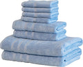 Mosobam Luxury Turkish 8pc Towel Set 30X58 16X30 13X13 Allure Blue 700 GSM Bamboo Viscose & Aegean Turkish Combed Cotton
