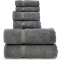 Luxury Hotel & Spa Collection, Quick Dry 100% Turkish Cotton, 700 GSM, Eco Friendly Towel, Bathroom and Kitchen Dobby Border Towels, 2-Bath Towel, 2-Hand Towel, 2-Washcloth (Bundle Set of 6, Gray)
