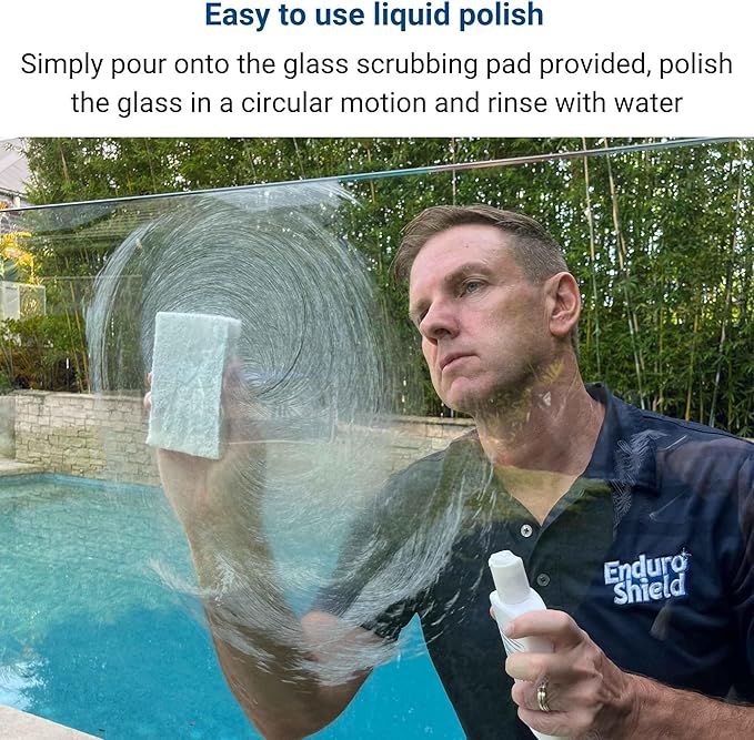 EnduroShield Shower Door Glass Polish – Water Spot Remover & Hard Water Stain Cleaner for Cloudy Shower Doors – Removes Soap Scum, Limescale & More – 7.4 fl oz
