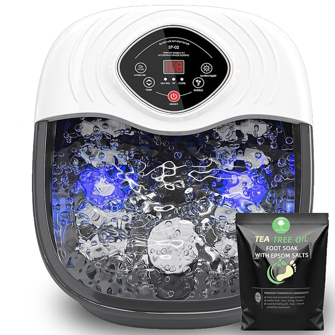 closewave Foot Spa Bath Massager with Heat, UV & Ozone Bubbles,Shiatsu Rollers Epsom Salt Temperature Control, Relieves Stress and Feet Pain - Home Pedicure Soaking Tub Gift for Women/Men, Mom/Dad