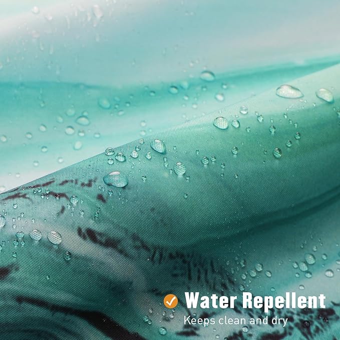 MitoVilla Teal Blue Marble Shower Curtain, Abstract Ombre Fabric Shower Curtains for Modern Bathroom Decor, Turquoise Green Luxury Cloth Watercolor Shower Curtain, 72x72