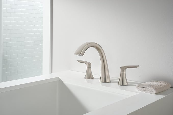 Pfister Weller Roman Tub Trim, Valve Not Included, 2-Handle, 3-Hole Install, Brushed Nickel Finish, RT65WRK