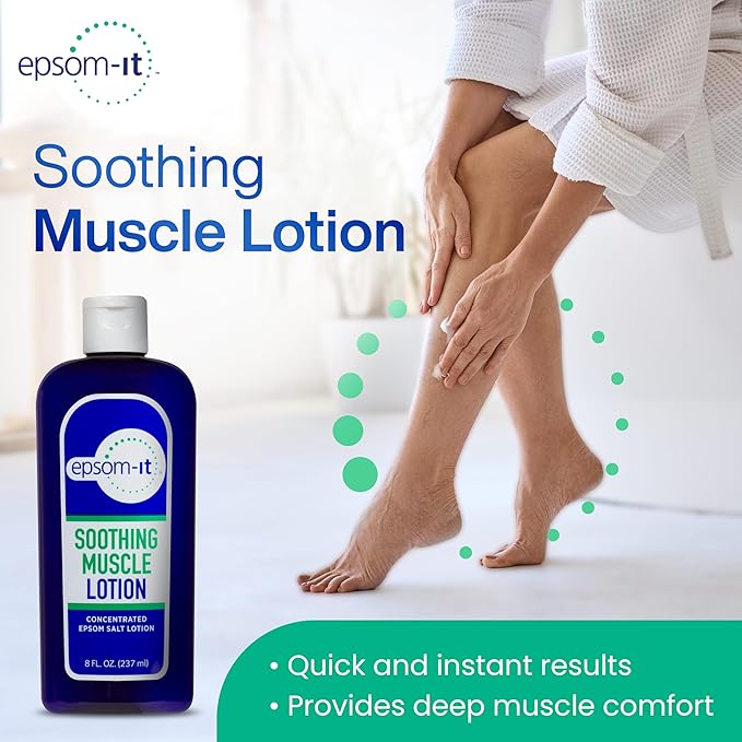 Epsom-It Soothing Muscle Magnesium Lotion – Epsom Salt Topical Cream with Arnica and Magnesium Sulfate - Designed for Muscle Stiffness, Leg Cramps, Feet, Knees and Achy Feet - 8.0 oz