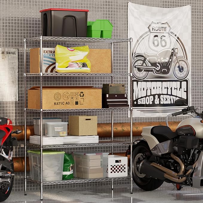 21" Deep x 48" Wide x 74" Height Wire Shelving Kit | 5-Tier | NSF Commercial Storage Rack Unit