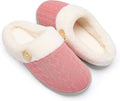Chantomoo Womens Slipper Warm Comfy Memory Foam House Slippers Knitted Shoes Faux Fur Lined Anti-Skid Rubber Sole Bedroom Cozy Indoor Outdoor Slippers