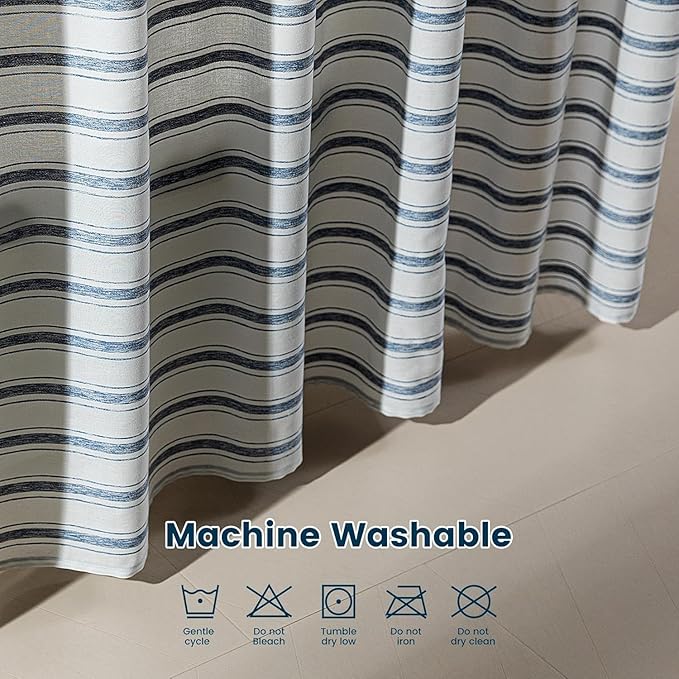 SLEEP ZONE Shower Curtain Liner, Waffle Shower Curtains for Bathroom, Heavy Duty Thick Fabric Shower Curtains - 285GSM Luxury Weighted Polyester Bath Curtain, 72" × 84" (Blue)