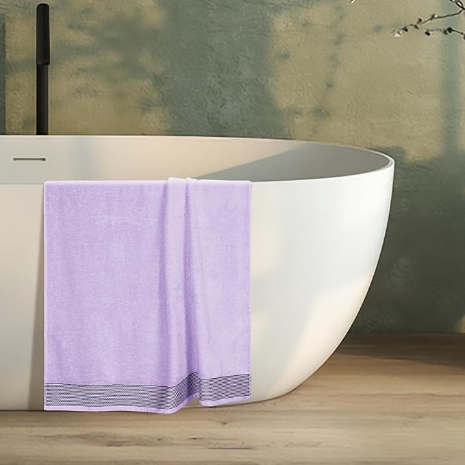 Belizzi Home Cotton 2 Pack Oversized Bath Sheet 35 x 70, Large Bath Sheet, Ultra Absorbent, Compact, Eco-Friendly and 100% Recyclable, Quick Drying and Lightweight Towel - Purple