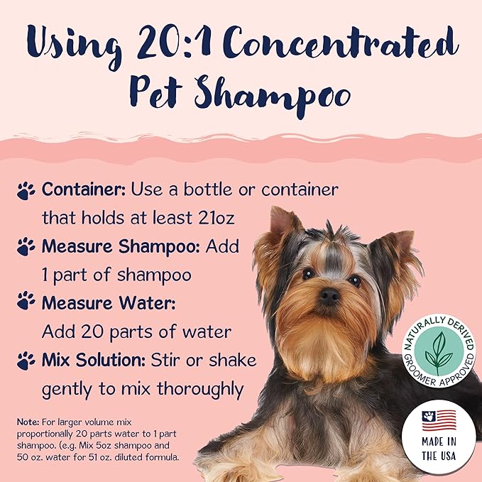 Bobbi Panter Gorgeous Dog Shampoo for Natural Brightening & Whitening, Naturally Derived Ingredients, Tear-Free, Salt-Free, Paraben-free, pH-Balanced, Peach Scent, 20:1 Concentrated Formula, 13 oz