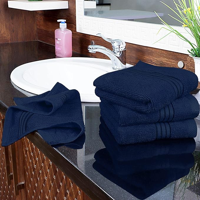Utopia Towels 12 Pack Premium Wash Cloths Set, 12 by 12 Inches, 100% Cotton Ring Spun, Highly Absorbent and Soft Feel Washcloths for Bathroom, Spa, Gym, and Face, Navy