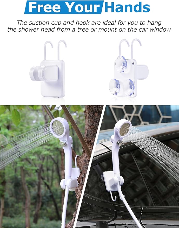 innhom Portable Camping Shower, 6000mAh Rechargeable Camp Shower Pump with LED Display, 2 Mode Electric Portable Shower for Camping, Hiking, Travelling, Washing