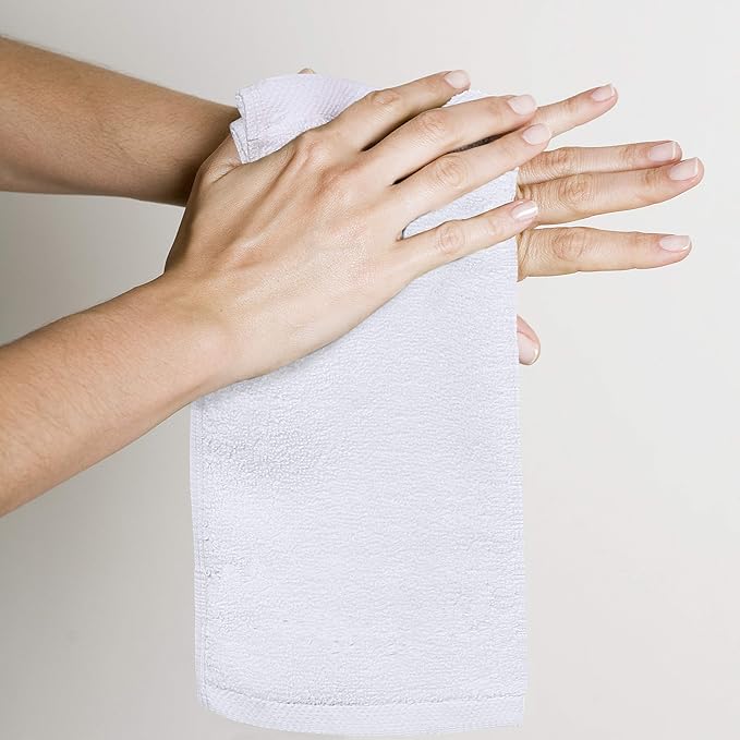 Utopia Towels 12 Pack Cotton Washcloths Set, 100% Ring Spun Cotton, Premium Flannel Face Cloths, Highly Absorbent and Soft Feel Fingertip Towels, White