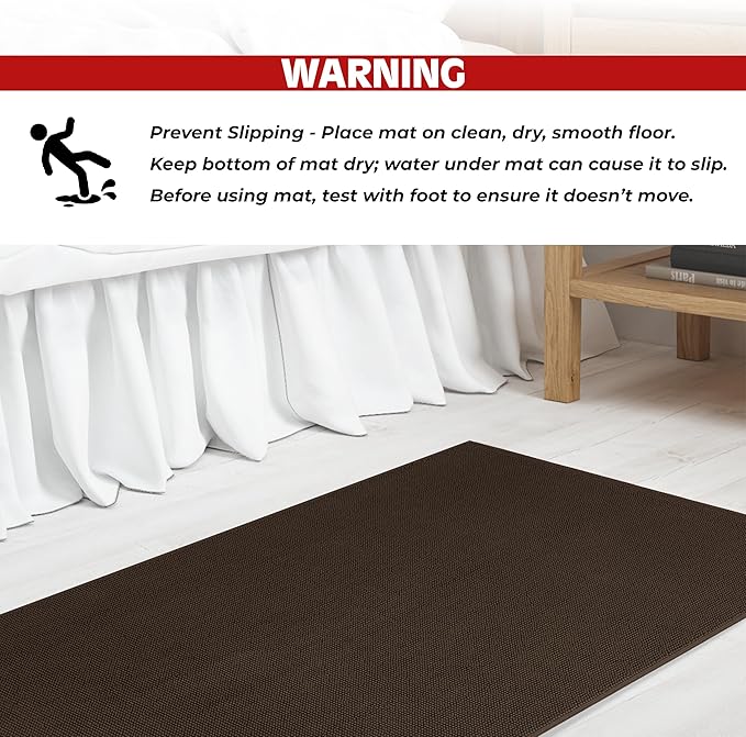 Cotton Paradise 100% Cotton Non Slip Bath Mats for Bathroom, 20x34 inch Soft Absorbent Quick Dry Machine Washable Floor Bath Mat, Brown Bath Rug