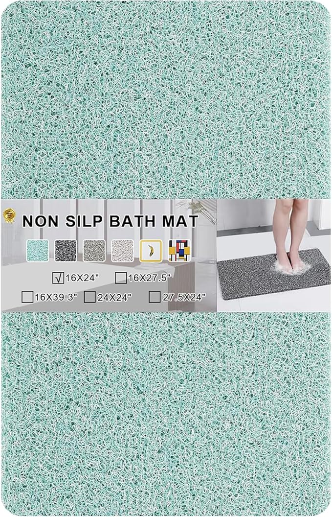 Nonslip Bathtub Mat, Anti Slip Bath Mat 0.6" Extra Thick, Quick Dry Bath Tub Anti Slip Shower Mat, Loofah Non-Slip Bath Mat for Tub Bathroom Pool Kitchen Entryway Home Hotel(Blue 16x24)