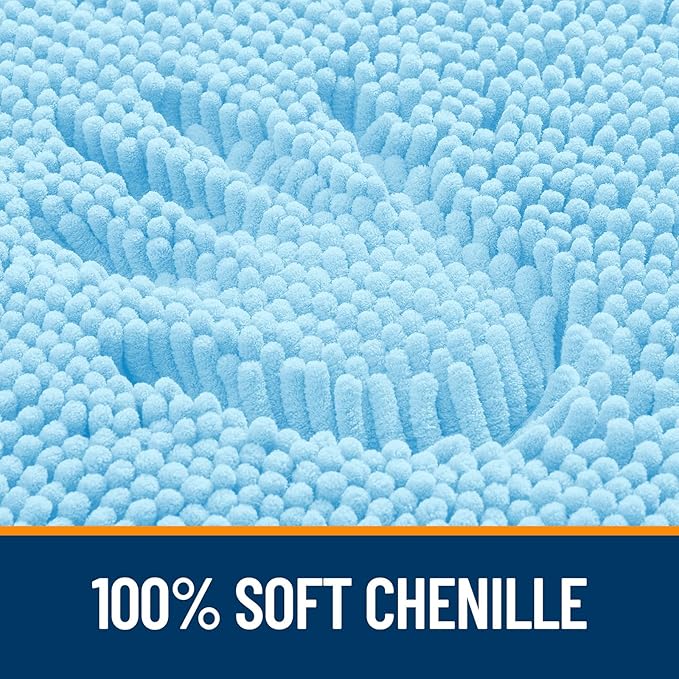 OLANLY Bathroom Rugs 70x46, Extra Soft Absorbent Chenille Bath Rugs, Rubber Backing Quick Dry, Machine Washable Bath Mats for Bathroom Floor, Tub and Shower, Home Decor Accessories, Sky Blue