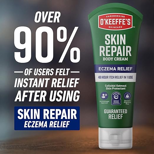 O’Keeffe’s Skin Repair Eczema Relief Body Cream, 7oz Tube (Pack of 1) – 48 Hour Itch Relief in One Use