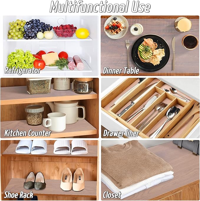 Anoak Shelf Liner Non-Slip Drawer Liner for Kitchen, Non Adhesive Cabinet Liner 12 Inch x 15 FT(180 Inch) Waterproof Refrigerator Liners for Kitchen Drawer, Bathroom Shelves Diamond Pattern Clear