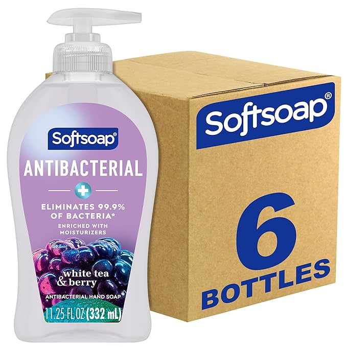 Softsoap Antibacterial Liquid Hand Soap, White Tea & Berry Scent Hand Soap, 11.25 Ounce, 6 Pack